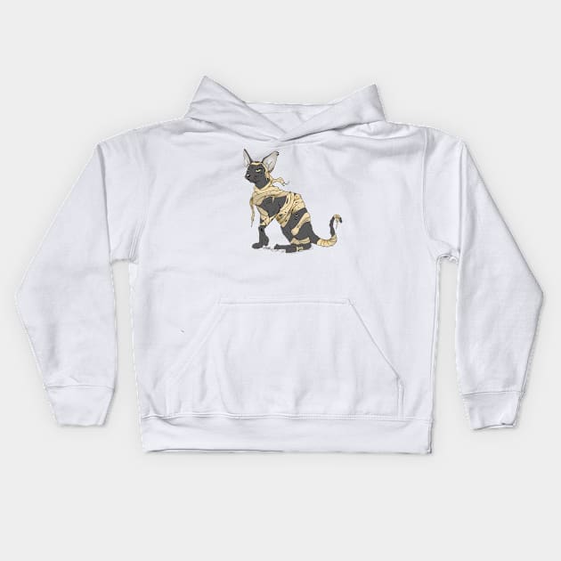 Egyptian Mummy Cat Kids Hoodie by Perryology101